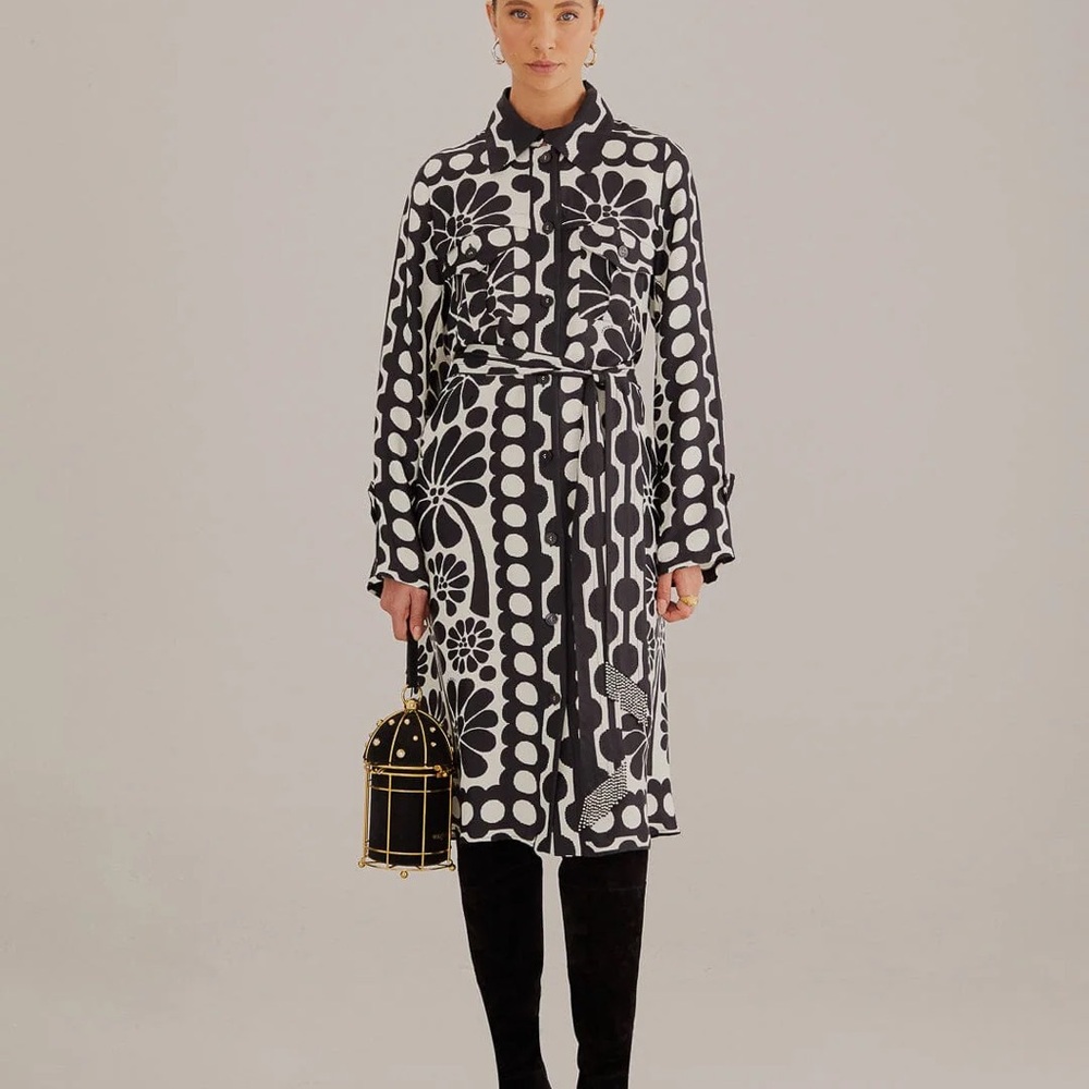 NWT Farm Rio Black Palermo Shirtdress, S - Picture 7 of 7